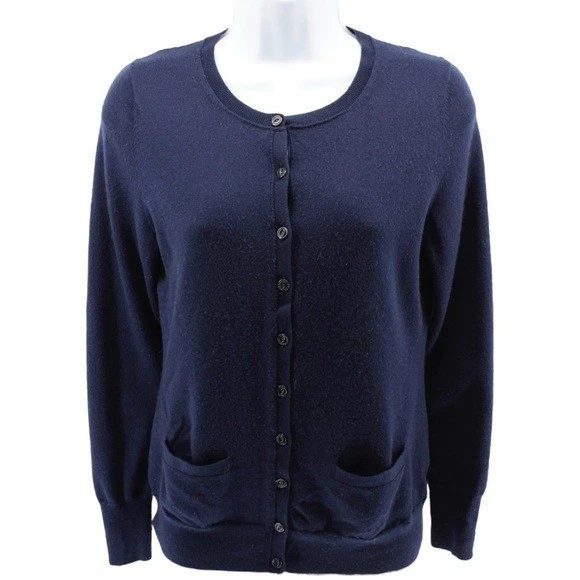 Cárdigan Banana Republic Mezcla Lana Merino Azul Marino Academia Preppy Acogedora Cápsula S Foto 2 de 4