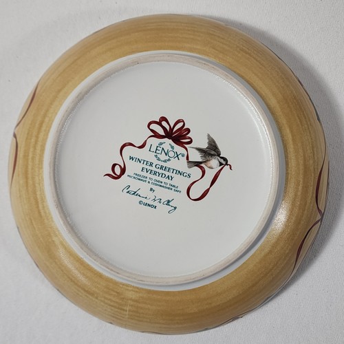 Lenox Winter Greetings Everyday 9 inch Serving Bowl Cardinal Tartan - Picture 5 of 12