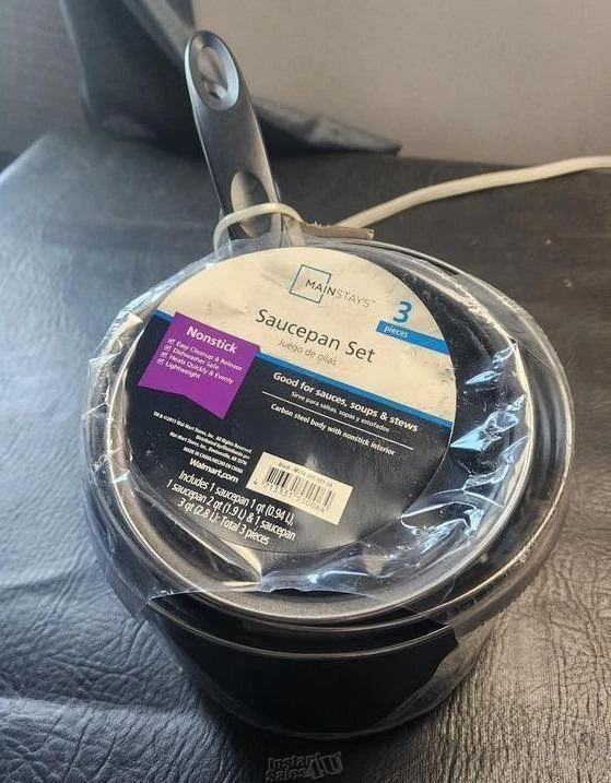 Mainstays 3 Piece Non-Stick Sauce Pans Black Set Includes 1 & 2,3 Quart NonStick
Opens in a new wind