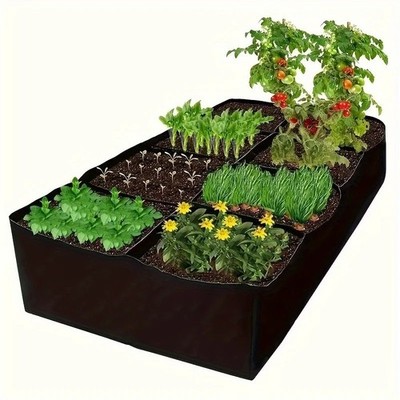 Garden Grow Bag 8 Grid Raised Garden Bed Planter for Vegetables Flower 28 Gallon