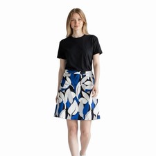 J McLaughlin Blue Gray Leaf Print A-Line Mini Skirt Women s Size 4 Career Casual