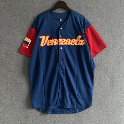 Altuve 27 Venezuela Baseball Jersey Custom Name Blue Sewn To Plus Size Any Size