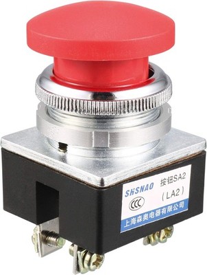 Push Button Switch Red Momentary AC 380V 5A Mushroom Head 30mm Panel Mount