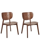 Esszimmerstuhl 2Er Set Gummibaumrahmen Und -Beine Dunkles Holz Overly