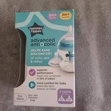 Tommee Tippee OM Slow Flow 3M Med Flow 5OZ BPA Free Advanced Anti Colic Bottle