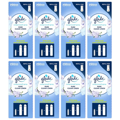 Glade Compressed Spray Pure Clean Linen Lufterfrischer Nachfüller Home Office 10ml X8