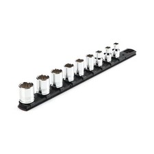 Tekton 3/8 Inch Drive 12-Point Socket Set with Rail, 9-Piece 5/16-3/4 in. 
