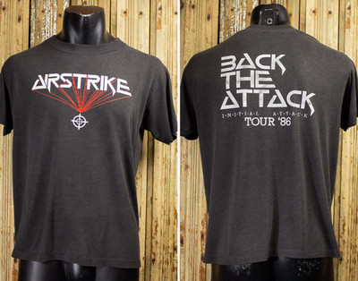 Vintage Airstrike Back The Attack Concert T Shirt 1986 Black