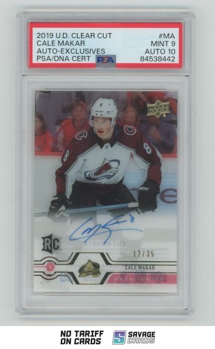 2019-20 Upper Deck Clear Cut Exclusives Rookie Auto Cale Makar PSA 9 /35 #CC-MA