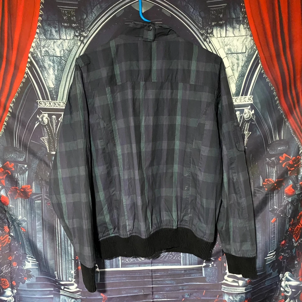 Chaqueta de lluvia Five Four para hombre L negra a cuadros con cremallera repelente al agua prendas exteriores de viaje Foto 3 de 4