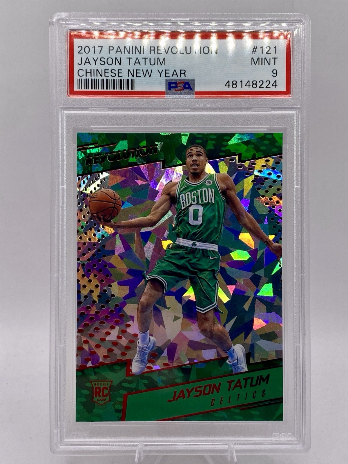 2017 PANINI REVOLUTION 121 JAYSON TATUM CHINESE NEW YEAR (RC) CELTICS PSA 9 view 1