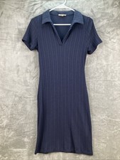 Madewell Dress Womens S Navy Ribbed Polo Knit Mini Coastal Travel Classic Preppy