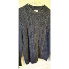Vintage 90s L.L.Bean Men's Sz M Fisherman Cable Knit Sweater Crewneck Navy