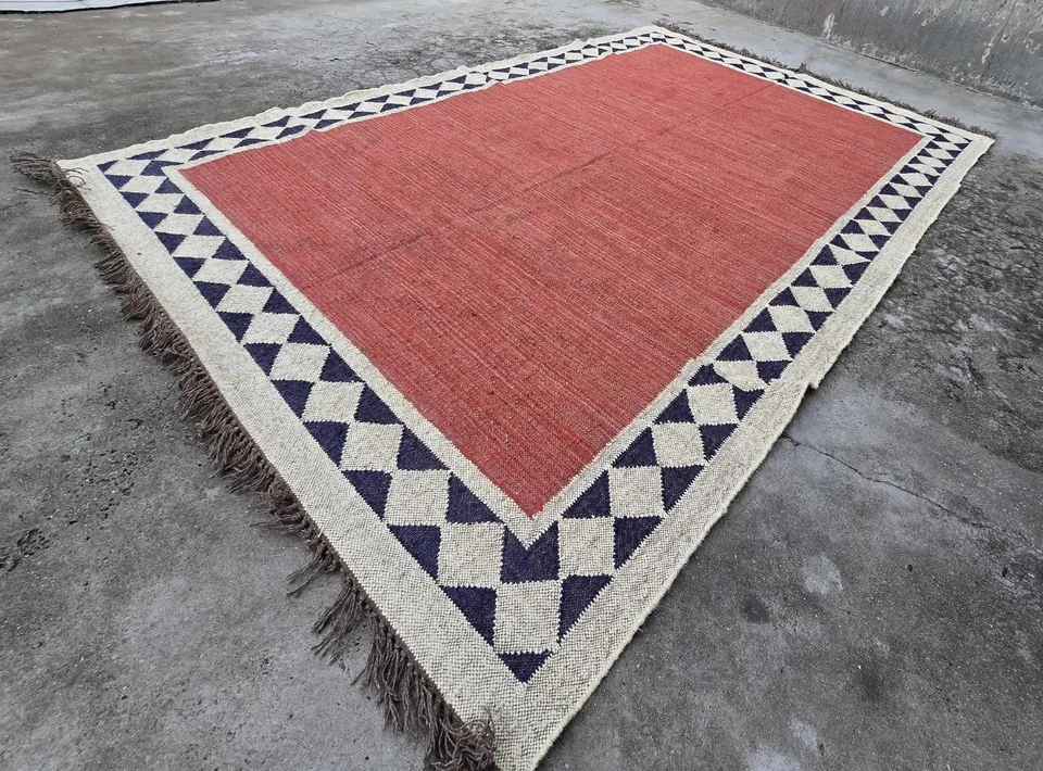 Handmade 8x10 Wool Jute Kilim Rug, Durable Costume Size Wool Kilim Rugs 8x12|6x9 - Image 3 of 4