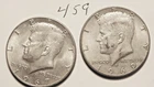 KENNEDY HALF DOLLAR,  40%  SILVER,   1967-P,  1969-D,---459