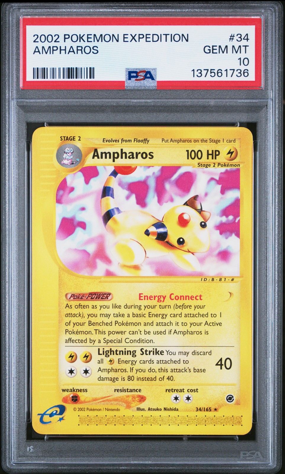 2002 Pokemon Expedition #34 Ampharos PSA 10 GEM MINT