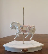 Vintage Alberta's Mold Ceramic Carousel Horse Figurine on 13" Base - 1986 - #2