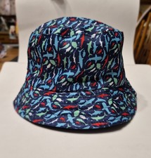 Cute Shark Print Hat Bucket Boys One Size Blue Little Sharks Summer Beach Sun