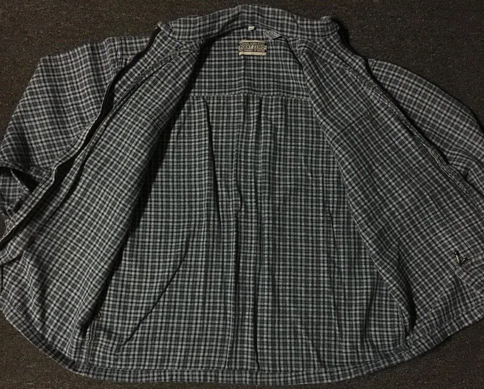 Vtg 80s 90s Flannel Zip Up Shirt M L Surf Skate Grunge Vaporwave Biker Punk OP - Image 3 of 4