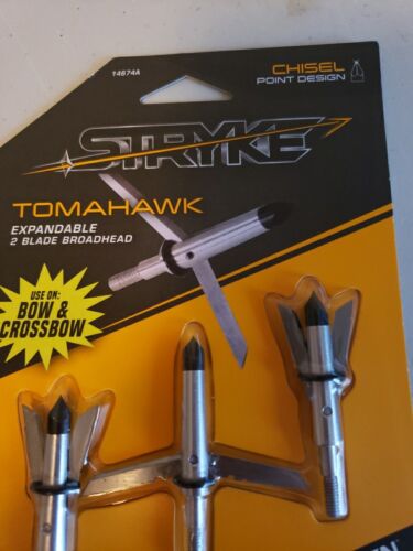 Allen Stryke Tomahawk Expandable 2 Blade 100 GRAIN Broadhead chisel Tip 1-7/8 " - Picture 2 of 8