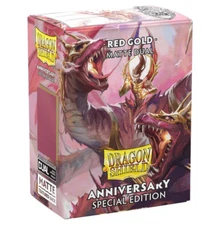Dragon Shield Dual Matte Pomegranate/ Red & Gold (100) MTG Sealed New Sleeves