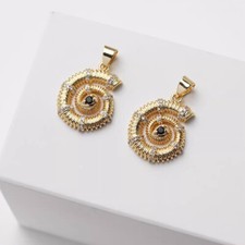 2pcs CZ pave Conch Charm,Cubic Zirconia Sea Snail Pendant,Necklace Pendant