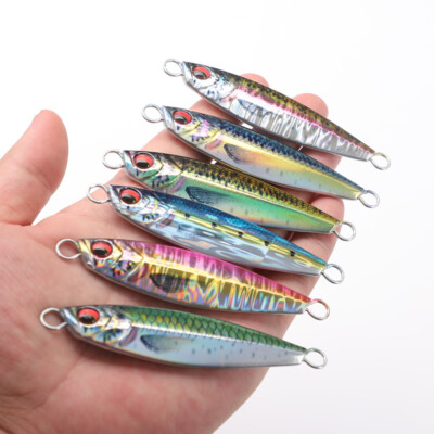 6PCS 20g-80g 3D Print Knife Slow Metal Jig Jigging Lure Sea Bass Mackerel Tuna