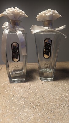 Two Bellini Perfume Bottles with Pewter Rose Label and Porcelain   *Small Issue