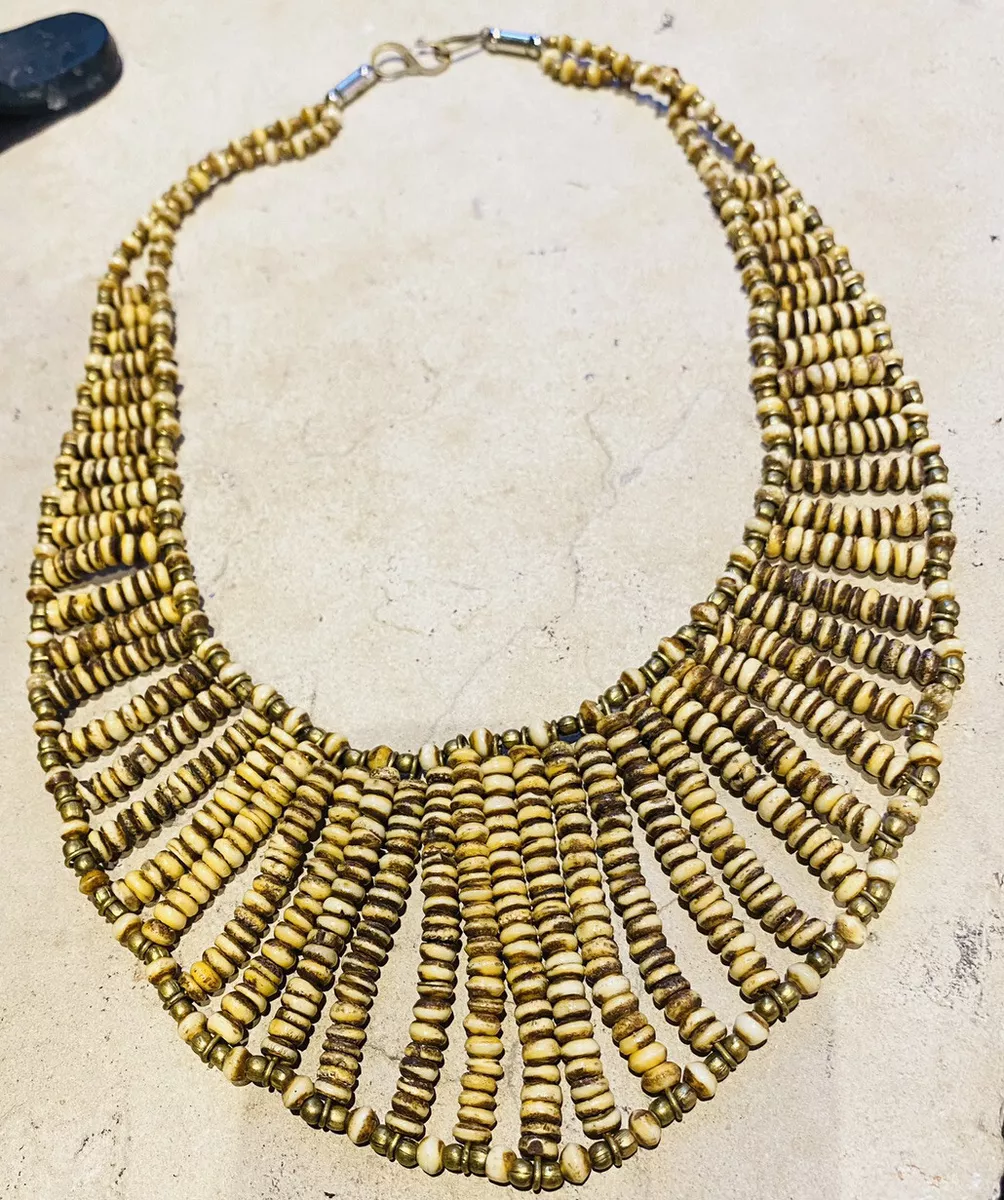 Indian Tribal Bib Necklace Statement Collar Beaded Boho Made In