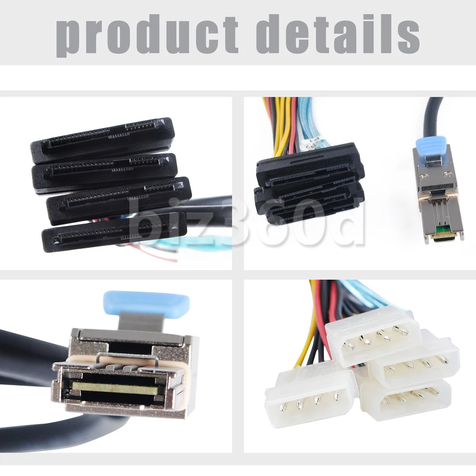 Mini SAS SFF-8088 26Pin to 4 X SAS SFF-8482 29Pin with IDE Power Cable 200CM  - Image 3 of 4