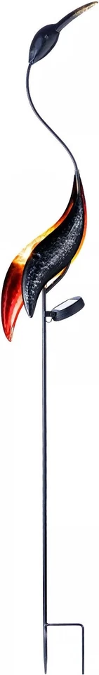 Solarleuchte Solar Gartenstecker Kranich Craquele Kugel Vogel Garten Deko 127cm - Bild 2 von 4