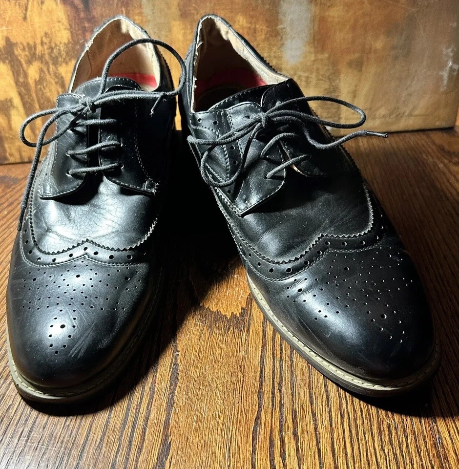 Bruno Marc New York Men’s Sz  13 “Prince” Black Leather Wingtips Classic! - Image 4 of 4