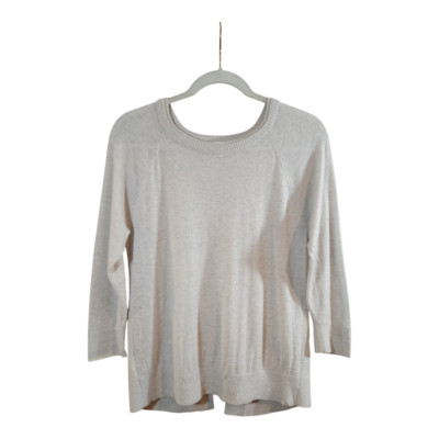 Club Monaco 100% Cashmere 3/4 Sleeve Split Back Sweater in Gray Women's XS