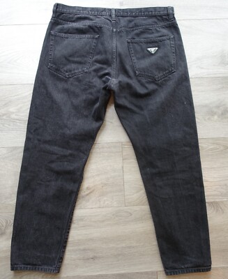 PRADA JEANS W36 jean denim black washed grey w 36 triangle plate