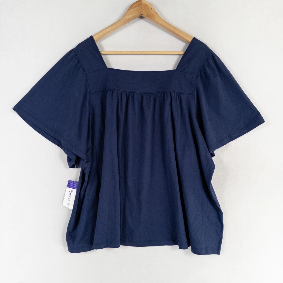 Rebecca Malone верхняя рубашка блузка размер большой темно-синий цветочный вышитый крестьянин - Изображение 3 из 4