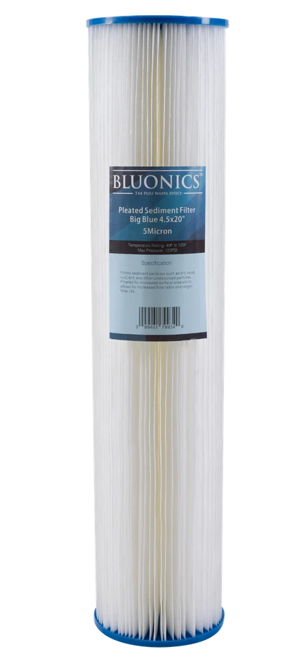 BLUONICS Pleated Sediment Water Filters 4 Washable 4.5 x 20 Cartridges -5 Micron - Image 4 of 4