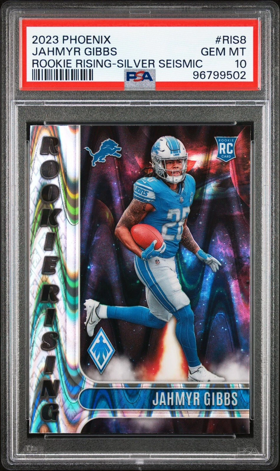 Jahmyr Gibbs Panini Phoenix Rookie Rising #RIS8 Silver Seismic