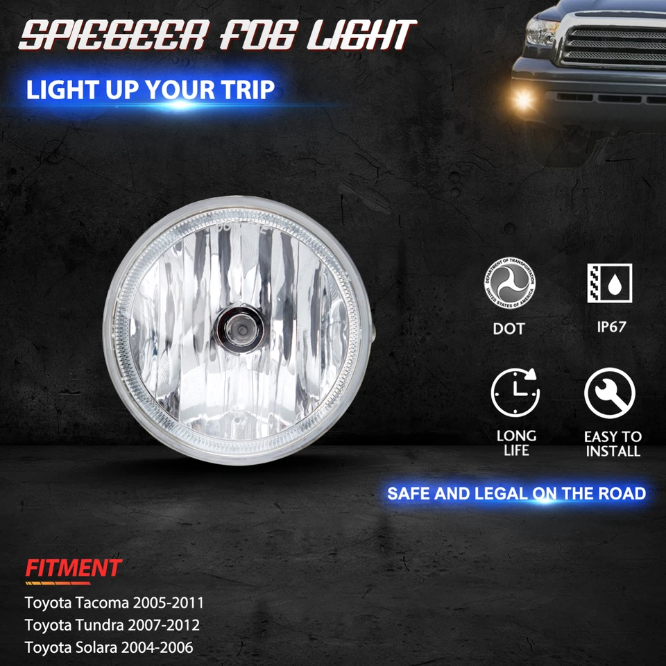 Fog Lights Assembly for 2005-2011 Toyota Tacoma Replacement for 2007-2012 Tundra - Image 3 of 4