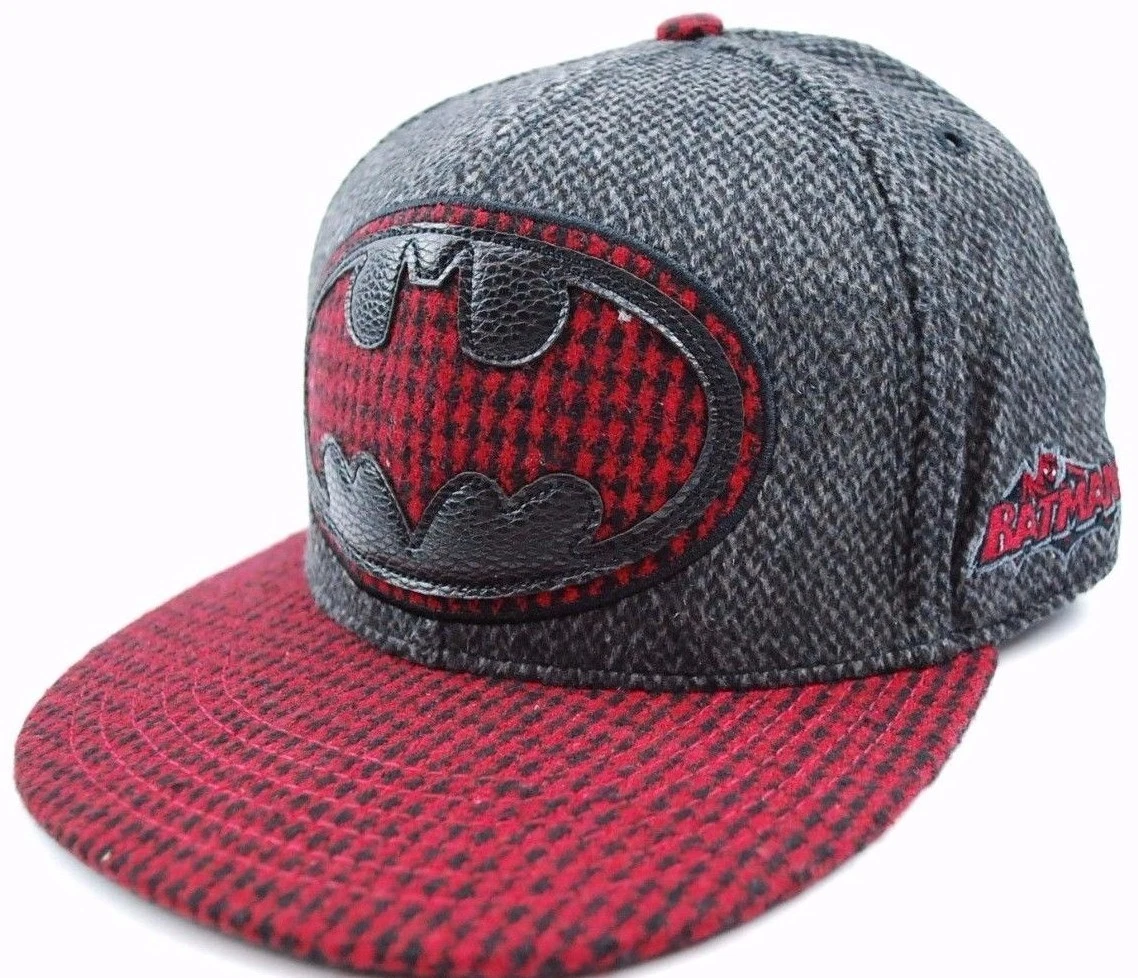 Concept One DC Comics Batman Herringbone Flat Bill Cap Hat OSFM