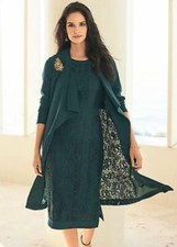 Kaleidoscope Longline Lace Back Waterfall Duster Jacket Jade Uk 22 Ln110 Af 02
