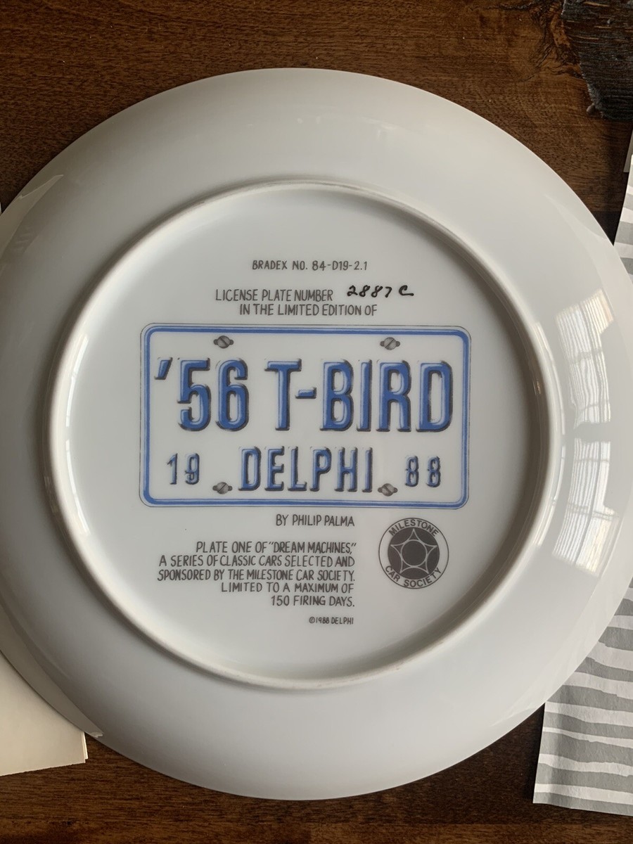 1956 T-BIRD 限定プレート Philip Palma作 米国製 Delphi '56 T-Bird Car Collectors Plate - Dream Machines Collection