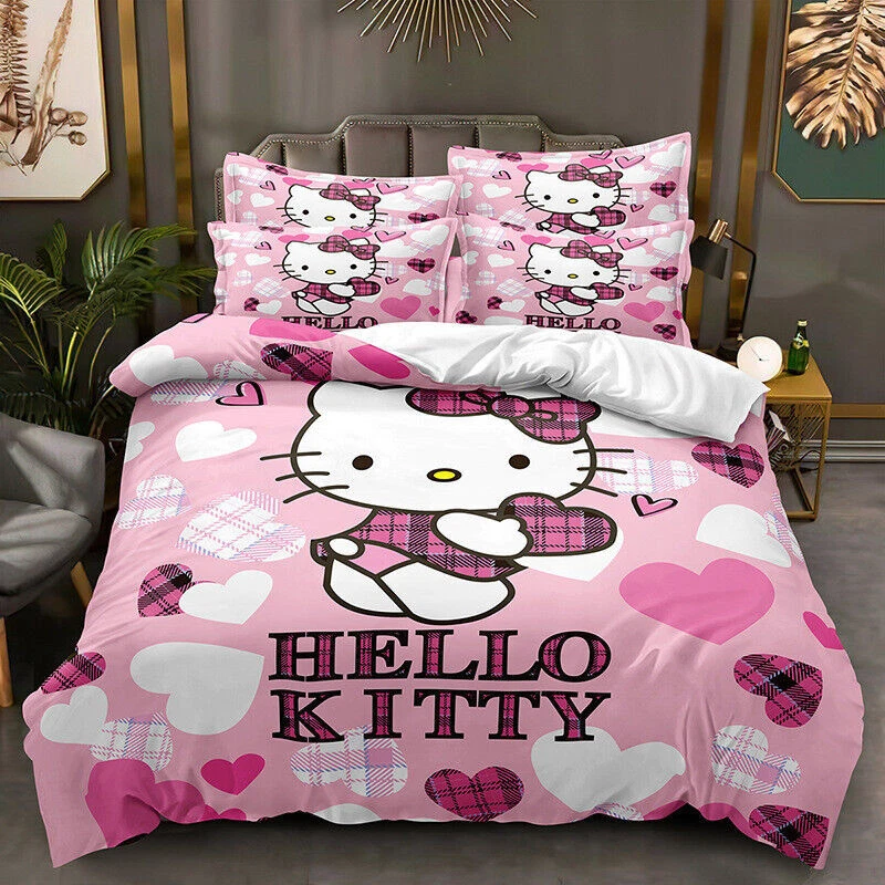 Hello Lovely Kitty Duvet Doona Quilt Cover Set Single/Double/Queen/King Bedding - image 4 of 4