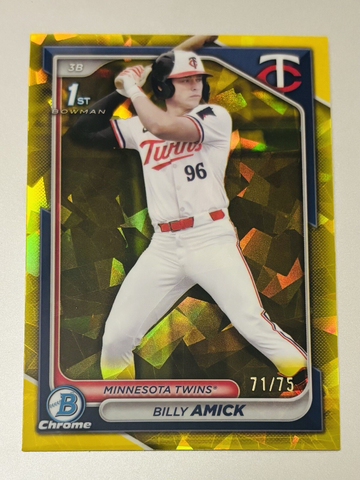 2024 Bowman Draft Chrome Sapphire Billy Amick 1st Bowman Yellow  /75 Twins