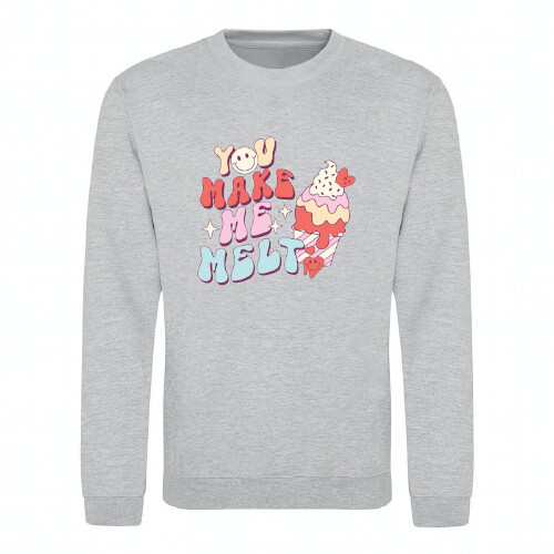 Sweatshirt Valentine Day You Make Me Melt Ice Cream Joke Unisex Sweater Jumper - Picture 20 of 37