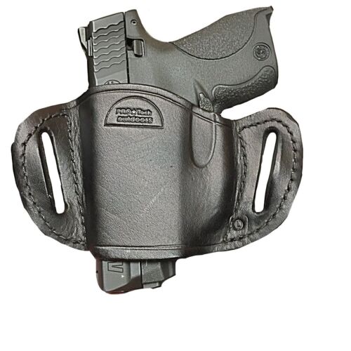 Right Handed Black Leather Pancake Belt Slide Gun Holster For Walther CCP 9mm - Picture 2 of 3