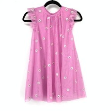 C A Ruffle Cap Sleeve Tulle Overlay Dress Girls Sz 8 Lavender Pink Floral Print