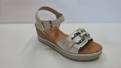 Inblu Damen Sandalen Flik mit Keilabsatz, Klemme und Riemchen mit Schnalle - 001 (weiß