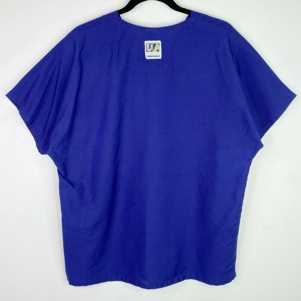 UA Scrubs Uniform Advantage Solid Blue Scrub Top Shirt Size Medium M - Image 2 of 4