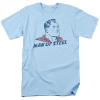 Dc Comics Superman Der Mann T-Shirt Kurzarm Unisex Rundhals Hellblau Baumwolle