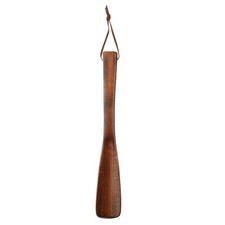 Wooden Shoe Horn 9.8" Straight Handle Shoe Helper Wood Shoehorns Dark Brown